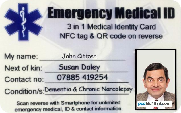 USA Emergency Medical ID Card